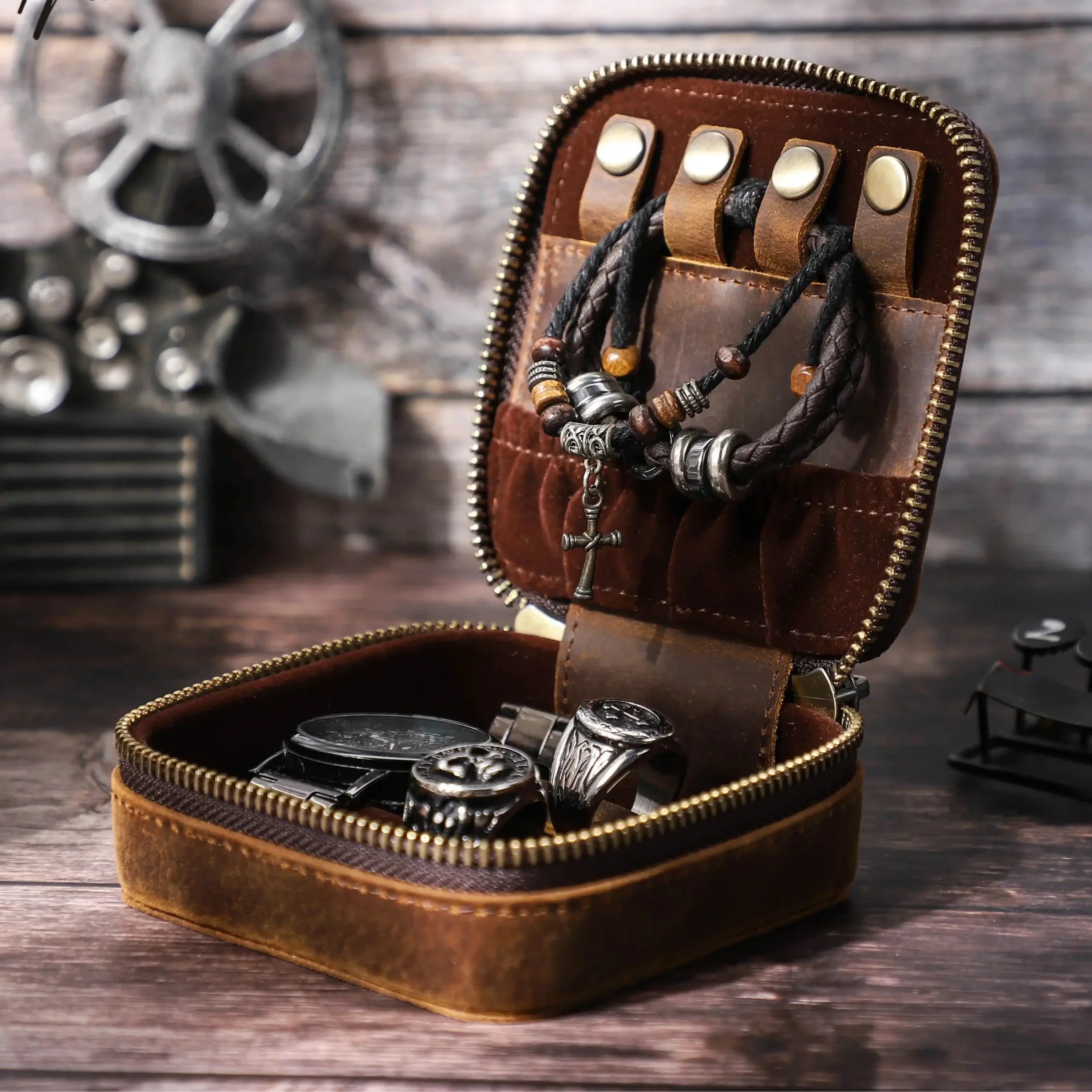 Boîte à Bijoux Homme Cuir