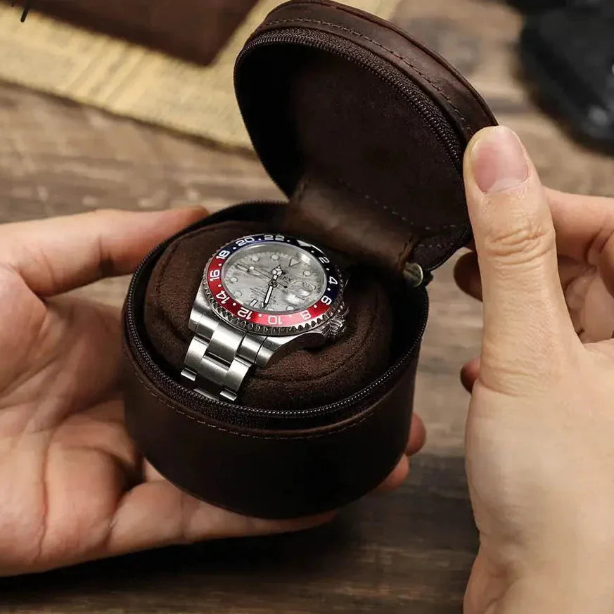 Boîtier Voyage Montre Cuir