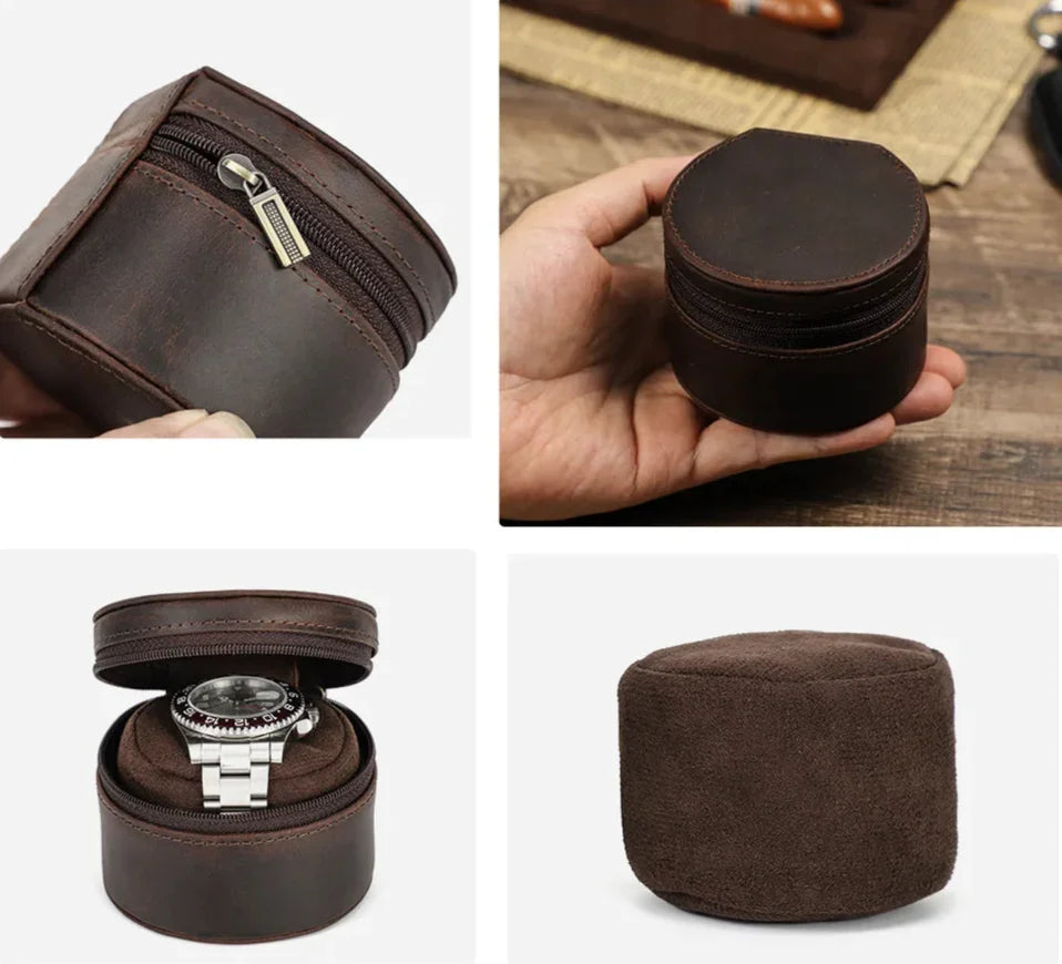 Boîtier Voyage Montre Cuir