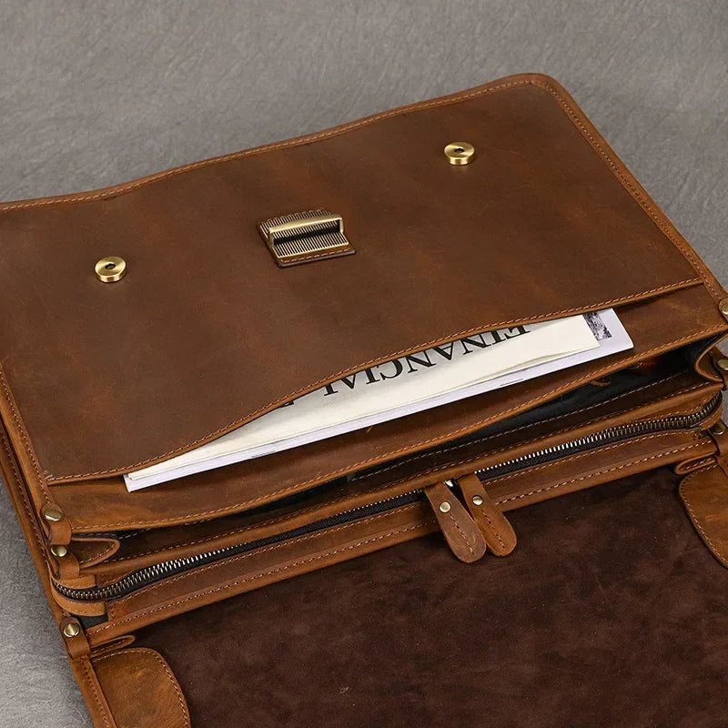 Sacoche Cuir Marron Homme