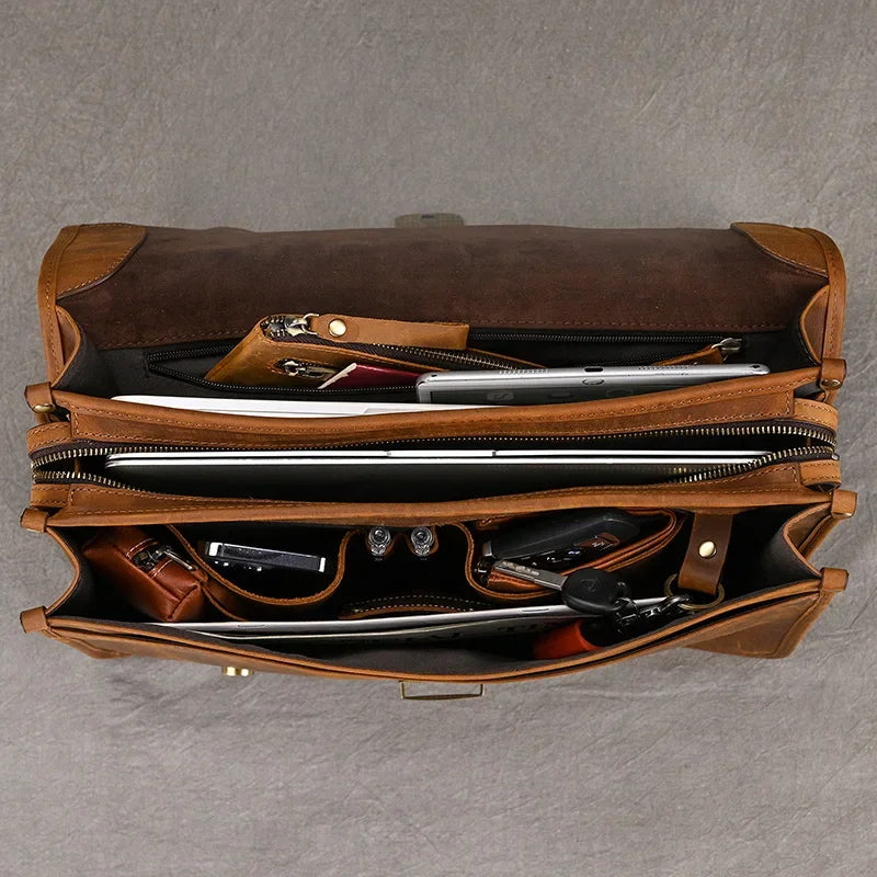 Sacoche Cuir Marron Homme