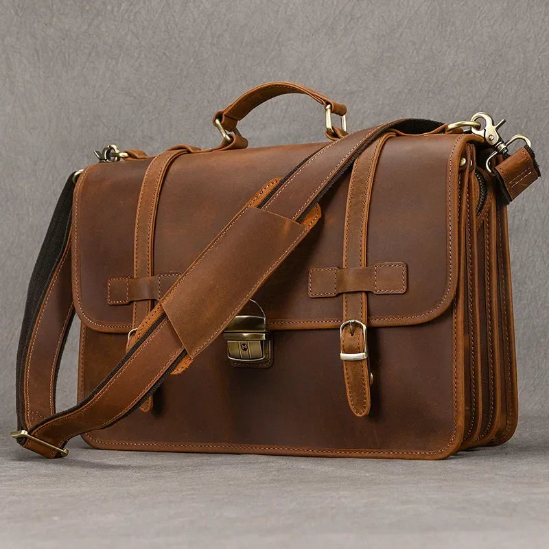 Sacoche Cuir Marron Homme
