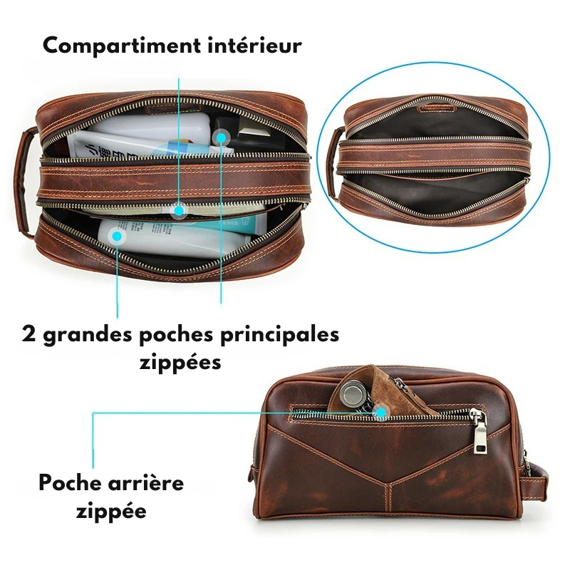 Trousse de Toilette Cuir Homme